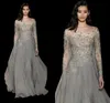 Elie Saab Sexiga Eleganta Beading Evening Klänningar 2017 Broderi Party Evening Gown Custom Made Långärmad Formell Klänning