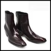 New Design Fashion Boots Popular Genuine Leather Men Boots Concise Half Boots Korean Outdoor Shoes Man Chunky Heel Wine Red Patent Leather