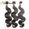 Perulu İnsan Bakire Saç Paketi Vücut Dalgası Dalgalı Saç Uzatma Tam Paketler% 100 İşlenmemiş Remy Weft 8-34inch 4pcs Bellahair