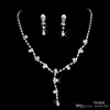 15024 elegant silverpläterad pärla strass brudhalsband örhängen smycken set billiga tillbehör för prom kväll party9385897