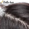 Facos de cabelo humano com fechamento de renda da base de seda 4x4 Extensões retas da trama de cabelo da Malásia Malásia Malásia 4pc Bellahair