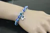 Chaîne Hamsa en perles œil bleu rétro, noyau en argent poinçonné, verre de Murano fait à la main pour bracelet à breloques européen