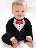 2017 New Born Boy Baby Formal Suit Tuxedo Romper Pants Jumpsuit Gentleman Clothes for Infant Baby Romper Jumpsuits2775285