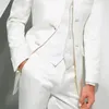 新郎のための白いチュニックウェディングタキシードを着る中国語スタイル2ボタンカスタムメイドの男性スーツスリーピースグルームマンスーツジャケットパン3342
