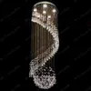 D50cm * H130cm Luxe Kroonluchter K9 Crystal Ball Spiral Art Luminaire Decoratie Regen Drop Luster Hanglamp Plafond Kroonluchters MyY10546A