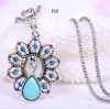 Bijoux en argent tibétain en gros en vrac Personnalité Turquoise Chokers Collier Pas cher Européen Creux De nombreux styles pendentifs 18 types