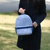 Zaino per bambini blu scuro Seersucker Borsa da scuola in morbido cotone USA Magazzino locale Borse per libri per bambini Boy Gril Tote pre-scuola con tasche a rete DOMIL106187