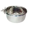 Roestvrij stalen kooi Coop Cup Bolt Clamp Hanger Vogel Kat Hond Puppy Krat Kom Hoge kwaliteit Zilver