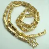 18K GOUD GEVULDE HEREN DAMES AFWERKING Effen CUBAN LINK KETTING KETTING 50cm LN298