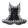 NSB2201 Fashion Lady Skirt Snap Buttons Hot Sale Snap buttons Jewelry DIY Charms Crystal Black Skirt Snaps Metal Buttons