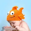 Söt baby nyfödd sjuksköterska fotografi rekvisita kostym handgjorda virka stickade hatt tecknad djur huvud beanie cap mix stilar