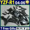 Motorcykel Fairing Kit för Yamaha R1 2004 Matt Flat Black YZF 2005 2006 R1 04 05 06 Fairings 46MB Road Bodywork Set