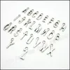 Atacado-Mix 520pcs encantos letra do alfabeto pingente de prata tibetana liga de zinco se encaixa pulseira DIY colar de jóias de metal