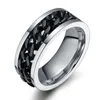 316L roestvrij staal IP Black Plated High Polished Mens Fashion Rings Silver / Black 8mm Maat 6-15