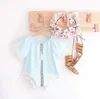 Mignon bébé fille barboteuses 2018 nouveau-né bébé vêtements filles bleu clair gland combinaison barboteuse tenues tout-petit filles vêtements Sunsuit 0-24M