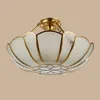 Indian Traditional Flower Copper Restaurant Ceiling Light Glass Lampshade Living Room Gallery Ceiling light Dining Room Light