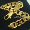 18ct yellow Gold Filled rings curb chain mens solid bracelet bangle jewelry B149