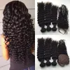Malaysian Wet And Wavy Hair Silk Base Closure With Bundles Unprocessed 8A Human Hair Weaves Virgin Hair Deep Wave With Silk Top Closures