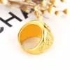 Hiphop Ringen Sieraden Gratis Vrijmetselaars 24 k gouden Leeuw Medaillon Hoofd Vinger Ring voor mannen vrouwen HQ