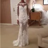 Sexy See Through Back Long Sleeve Detachable Train Mermaid Wedding Dress Sheer Neck Appliques Lace Bridal Gowns Vestidos De Novia
