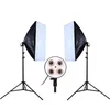 Freeshipping DHL of EMS Photo Studio Kit Fotografie Verlichting 2 stks * 4 Socket Lamphouder + 2 stks * 50 * 70cm Softbox + 2 stks * 2M Light Stand