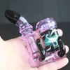 Individualization Glass Purple Bong with 2 black antenna bubbler Glass water bubbler colorful smoking bubbler oil burner Manual blowing