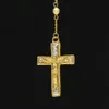 S￤lj hiphopstil Rosary Bead Cross Pendant Jesus halsband med tydliga strass 24 tum halsband m￤n kvinnor mode smycken whos194l
