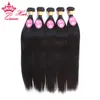 Queen Hair Products Indain Virgin Extensions 100% Ludzki Włosy Proste Królowa Włosy Splot, 3 sztuk / partia 12-28 cal