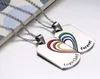 Brand New Romantic One Pair Couple Lover's Gifts Colorful Dog Tag Pendant Necklace Silver Stainless steel together Heart forever