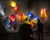 Contemporary Type Decoration Hand Blown Lamps Arts Plate Colorful Murano Glass Flower Plates Hanging Wall Art