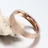 Высокое качество титана стали ювелирные изделия 18k позолоченные скучный польский женщин мода кольца 4 мм размер 5-10