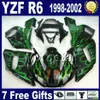 ABS volledige kuipakket voor Yamaha YZF600 YZF R6 1998 1999 2000 2001 2002 YZF-R6 98-02 White Blue Black Motorcycle Backings VB12
