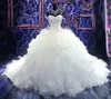 Brautkleider Günstige Brautkleider Prinzessin Sweetheart Korsett Organza Cathedral Church Ballkleid Echte Probe Rüschen Kleid mit Perlen