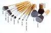 En stock 11 pièces outils de maquillage professionnels Pincel Maquiagem manche en bois maquillage cosmétique fard à paupières fond de teint correcteur ensemble de pinceaux Kit #71731