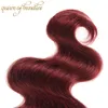 Malaysiska Bourgogne brasilianska hårvävbuntar Brasilianska jungfruliga hårkroppsvåg 99J Röd färg Human hårförlängningar7170507