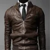 Vente en gros- 2017 veste en cuir hommes décontractés automne hiver nouvelle mode Zipper Slim Faux Vestes de moto en cuir