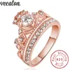 Vecalon 2 couleurs offre spéciale couronne bijoux femmes bague 5A cubique zircone couleur or Rose fête mariage bague pour femmes cadeau