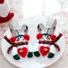 Titular de la decoración de la mesa de Navidad Bolsas de Vajilla de Navidad Decoración de Cubiertos Traje de Muñeco de Nieve con Árbol Rojo Al Por Mayor Envío Gratuito