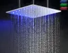 Pommeau de douche LED sensible à la température, 3 couleurs, avec bras, 20 pouces, monté au plafond, douche supérieure à pluie