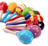 Träleksak söt rattle mini baby sand hammare baby leksaker musikinstrument utbildningsleksaker blandade färger