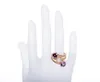 Hela rosguld över Silver Ring Classic 3-Stone Rose Quartz Amethyst Garnet Gemstone Fine Jewelry315D