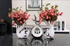 Vaser Modern Europen Style Ceramic Vase 8 SHAPES Caramic bordsskiva Vase For Home Hotel Office Club Bar Decor 3 Colors Choice V08