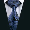 Snabb frakt mens slips blå paisely silke hanky manschettknappar sätta jacquard vävt silke mens slips uppsättning affärsarbete formellt möte fritid n-0981