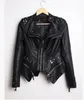 Wholesale-new Womens Punk Spike Studded Shoulder PU Leather Jacket Zipper Coat Size S XL