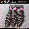 Bella Hair Bundles Brésiliens Non Transformés Vague Lâche Bouclés Indien Péruvien Vierge Extensions de Cheveux Humains Couleur Naturelle 3 Bundles Full 8A