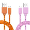 Nylon Gevlochten Type C Snel Opladen Kabel 1M 2M 3M Data Sync Micro USB Kabel Voor iPhone samsung Xiaomi Android Mobiel zonder Pakket