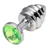 Brinquedos anais de metal, prata de aço inoxidável Butt Plug com jóias de cristal brinquedos sexuais SM605