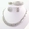 New Vintage Gold Necklace Bracelet Ring Earring Fashion Full Rhinestone 18K Gold Plated Wedding Party Jewelry Sets