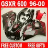 Anpassa Paint Fairing Kit för Suzuki Srad GSXR600 96 97 98 99 00 GSXR750 Fairings Red Flames GSXR 600 750 1996 1997 1998 1999 2000 5M6G