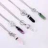 Fashion Star/Lotus Hexagonal Prism Necklaces Gemstone Rock Natural Crystal Quartz Healing Point Chakra Stone Long Charms Women Necklace